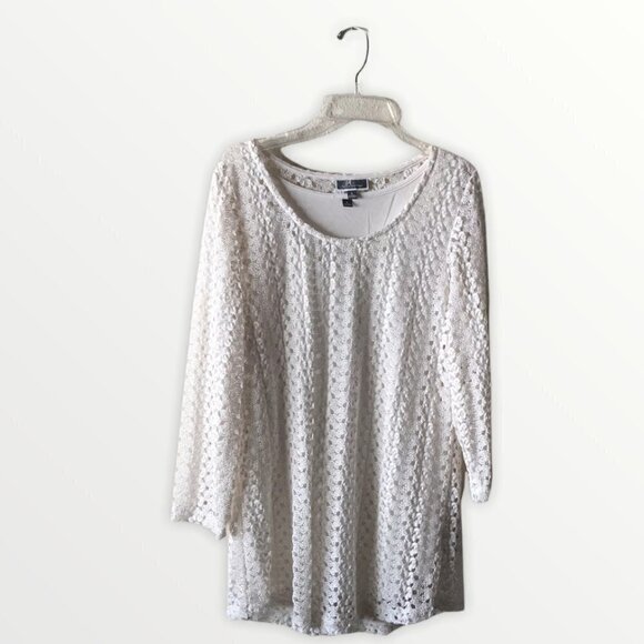 JM Collection Macy’s Cream Eyelet Blouse Top - Picture 1 of 9